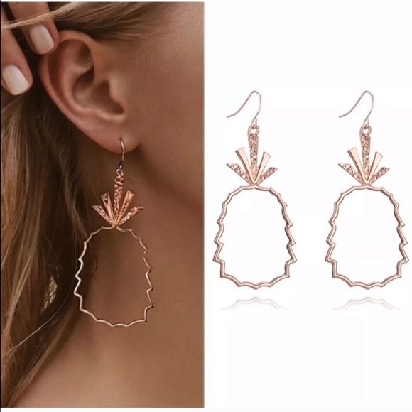 Rose Gold Pineapple Shaped Earrings - Picture 5 of 6